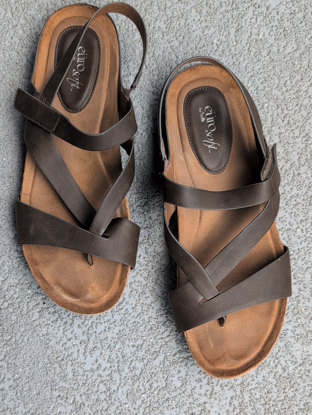 Eurosoft Women's Brown Strappy Slingback Sandals, Size 11
